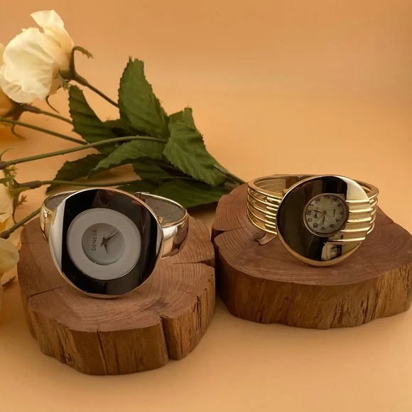 GENEVA Cuff Watches 2 - 1 Gold & 1 Silver - Picture 3 of 8